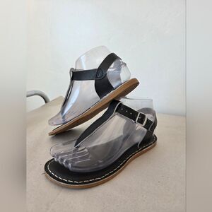 Saltwater Leather Thong Sandals Black Casual Vacation Travel Lightweight Size 6